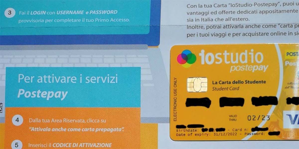 La carta IoStudio di Postepay